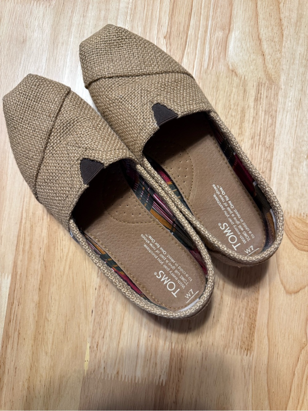 Toms Slip-On Flats in Natural Tan Woven Fabric